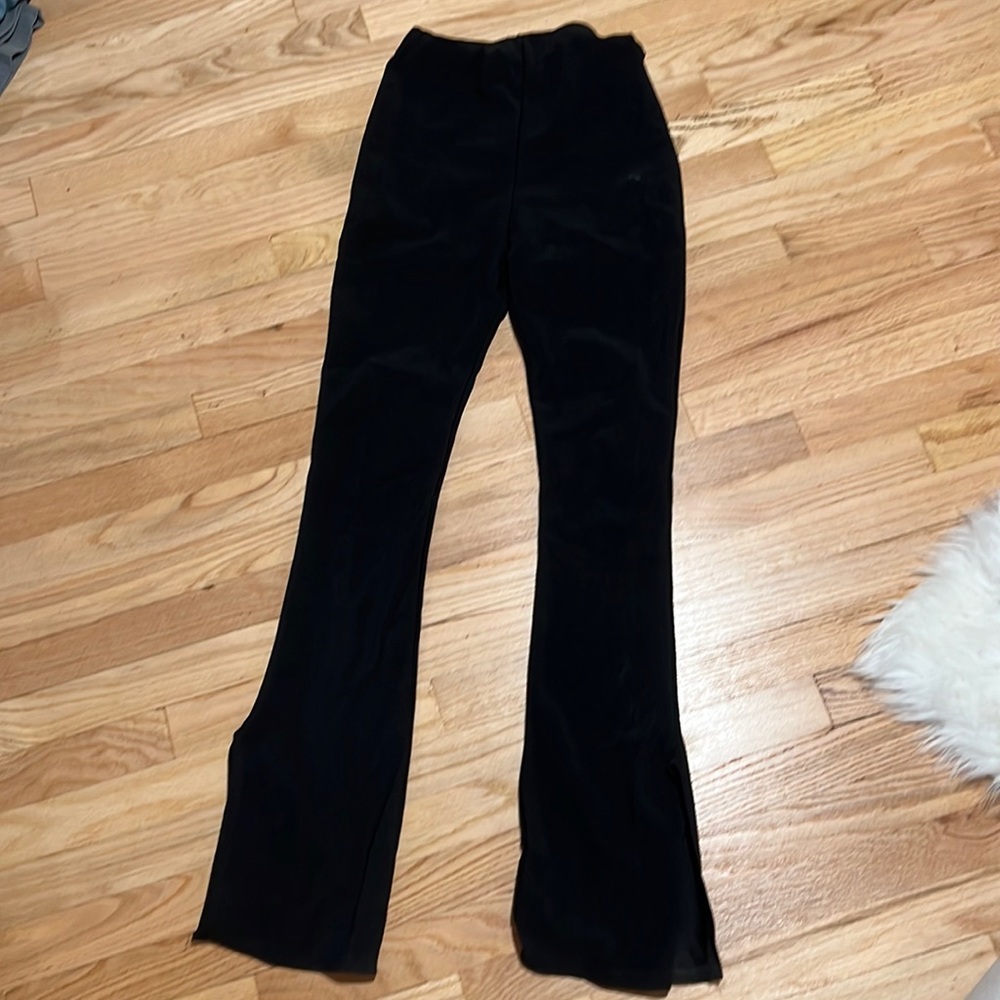 Nasty Gal Ribbed Black Pant